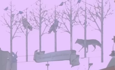 A decoration resembling trees and animals.